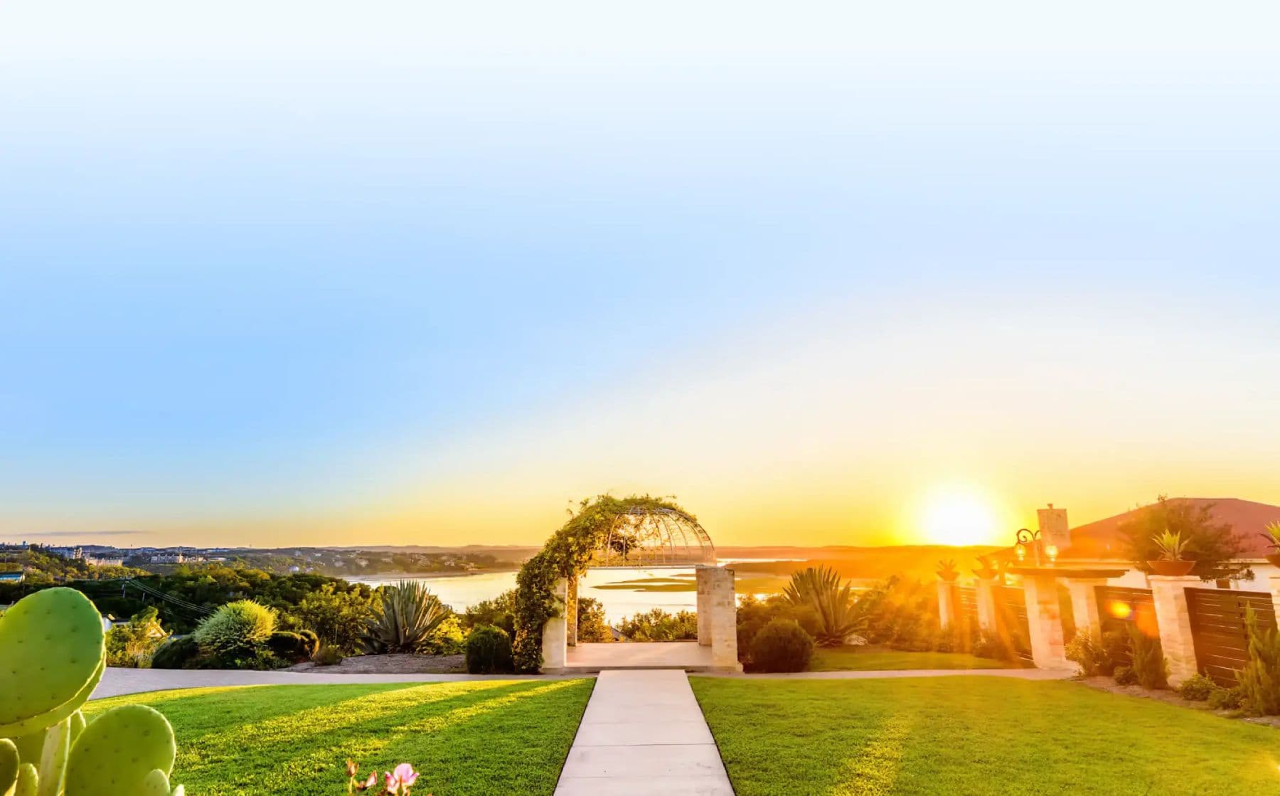 Sunset over the lake at Vintage Villas